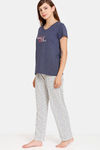 Rosaline Symmetry Knit Cotton Pyjama Set - Ocean Cavern — thumbnail 2